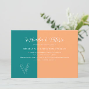 Invitation Pêche et mariage Turquoise