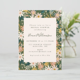 Invitation Pêche florale boho moderne et Fête des mariées ver