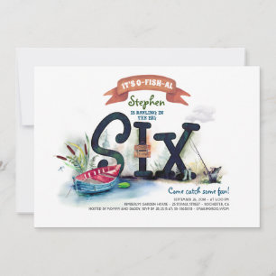 Invitation Pêche garçons à thème 6e anniversaire