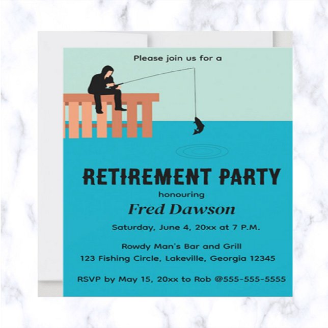 Invitation Pêche modifiable depuis le quai Fête de retraite (Créateur téléchargé)