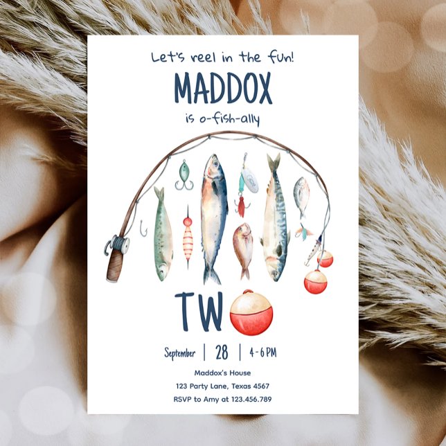 Invitation Pêche O-Fish-Ally Deux Blue Boy 2e anniversaire (Créateur téléchargé)