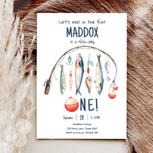 Invitation Pêche O-Fish-Ally Le Big One Blue Boy Anniversaire