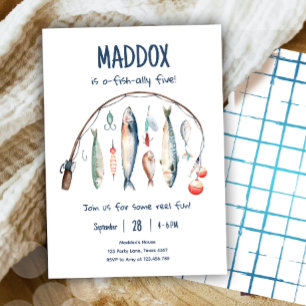 Invitation Pêche O-Fish-Ally Le Big One Blue Boy Anniversaire