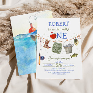 Invitation Pêche premier anniversaire Blue Boy O-fish-ally