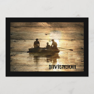 Invitation Pêche primitive de canoë de bateau de lac de pays