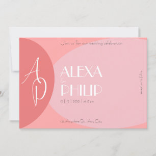 Invitation Pêche, rose, terre cuite mariage moderne élégant