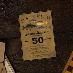 Invitation Pêche rustique traditionnelle   50e anniversaire