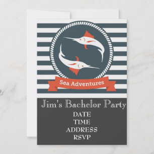 Invitation Pêche thème nautique Bachelor Party