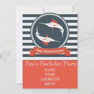 Invitation Pêche thème nautique Bachelor Party