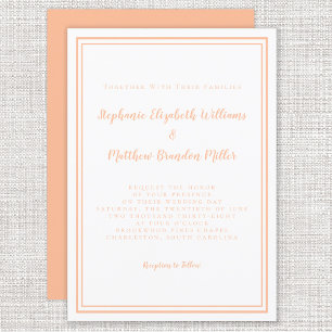 Invitation Pêcher Blanc Mariage Simple Minimaliste Chic Moder