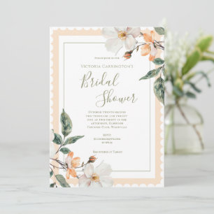 Invitation Pêcher la Fête des mariées florale élégante