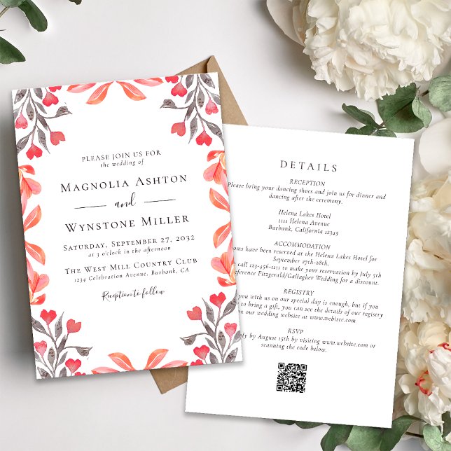 Invitation Pêcher les fleurs en un seul Mariage (Créateur téléchargé)