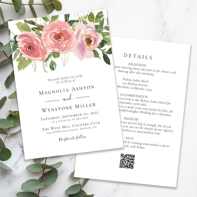 Invitation Pêcher les fleurs en un seul Mariage (Créateur téléchargé)