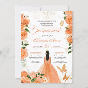 Invitation Pêcher les papillons Rose Mariposa Quinceanera