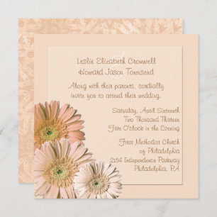 Invitation Pêcher Linen Gerber Daisy Personnalisé Mariage Inv