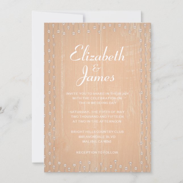 Invitation Pêcher Rustique Pays Étoile Bois Mariage Invitatio (Devant)