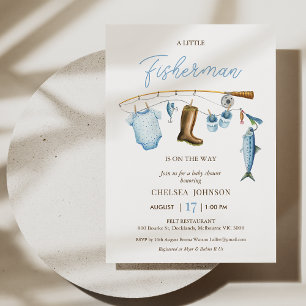 Invitation Pêcheur Bleu Moderne Pêche Baby shower à thème