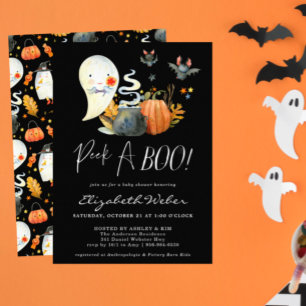 Invitation Peek-A   Little Ghost Halloween Baby Shower