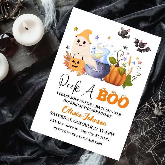Invitation Peek-A | Little Ghost Halloween Baby Shower (Créateur téléchargé)