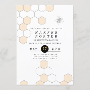 Invitation Peigne moderne   Baby shower Bumblebee