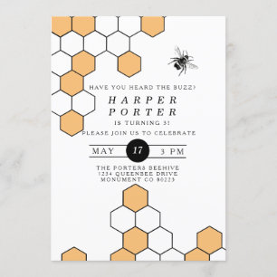 Invitation Peigne moderne   Bumblebee fête d'anniversaire