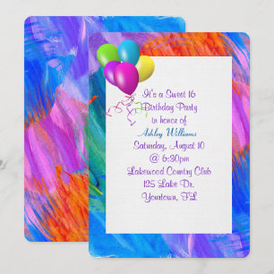 Invitation Peindre cadre Abstrait pour avec ballons d'anniver