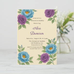 Invitation Peine Bleue & Fig Rose violet Brunch & Bubbly