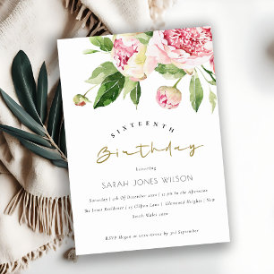 Invitation Peine florale souple n'importe quel âge Douce 16 A