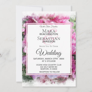 Invitation *~* Peine rose Peony Peinture Mariage artistique A