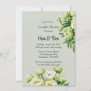 Invitation Peine verte et blanche Elégante douche de mariage