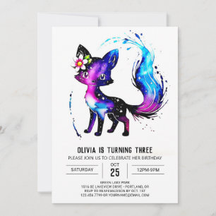 Invitation Peint Fille Fox numérique fille anniversaire