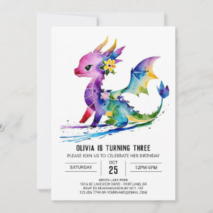 Invitation Peint Majestic Dragon Digital Girl Anniversaire