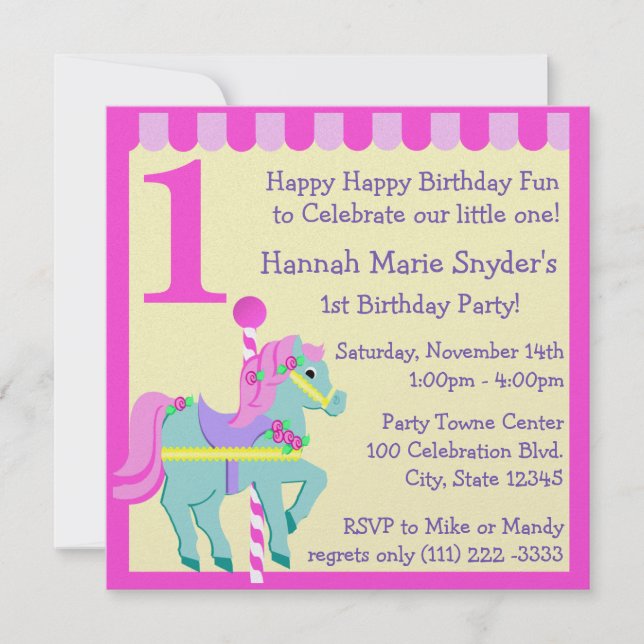 Invitation Peint Poney / Anniversaire (Devant)