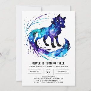 Invitation Peint Simple Wolf Digital Boy Anniversaire