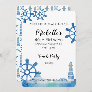 Invitation peinte à la main de Lighthouse Beach