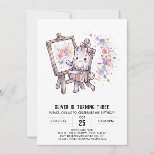 Invitation Peintre Anniversaire Peinture Éclaboussée