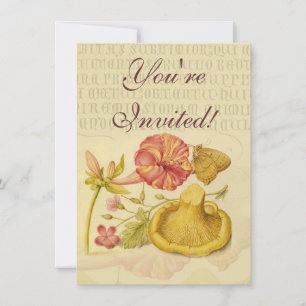 Invitation Peinture à l'aquarelle des champignons papillons