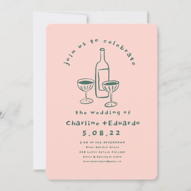 Invitation Peinture à main Mariage d'art contemporain (Devant)