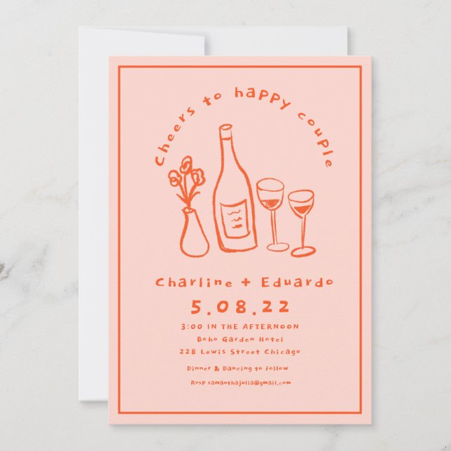 Invitation Peinture à main Mariage d'art contemporain (Devant)