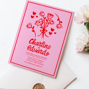 Invitation Peinture à main Mariage d'art contemporain