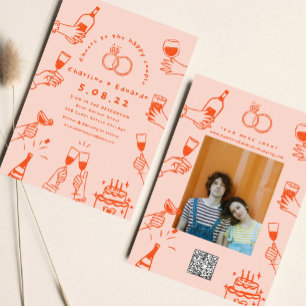 Invitation Peinture à main Mariage d'art contemporain