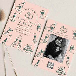 Invitation Peinture à main Mariage d'art contemporain