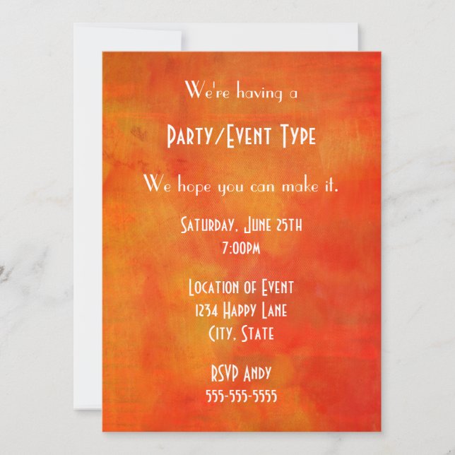 Invitation Peinture Abstraite Moderne en Orange Fête Génériqu (Devant)