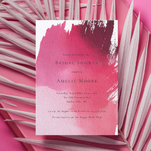 Invitation Peinture Abstraite Rouge Bold Fête de Mariage Mode