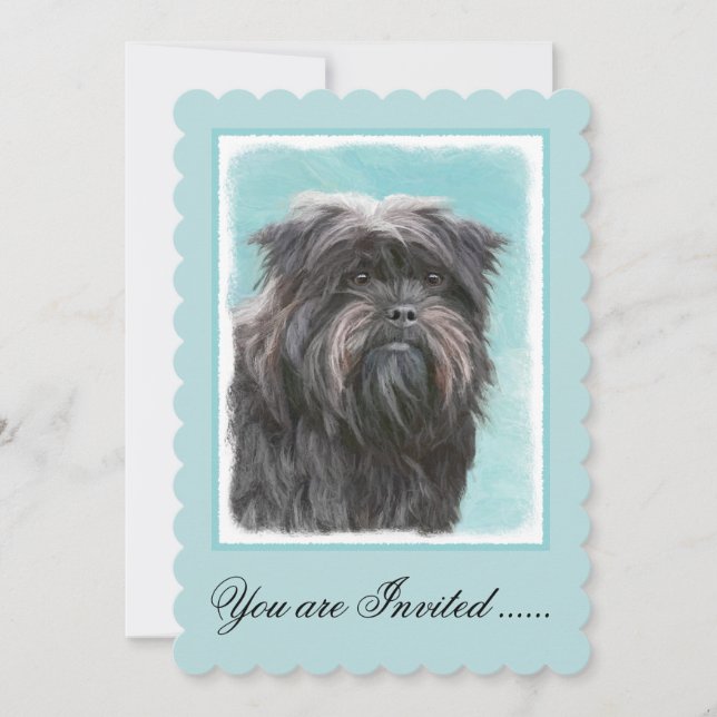 Invitation Peinture Affenpinscher - Joli art original chien (Devant)