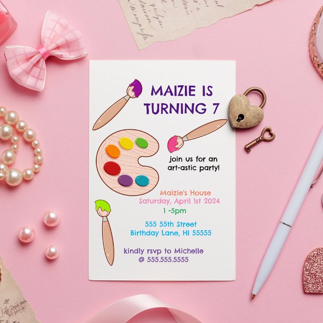 Invitation Peinture Anniversaire Art-istique  (Créateur téléchargé)