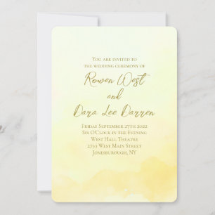 Invitation Peinture Aquarelle Dégradé Jaune Pâle Mariage