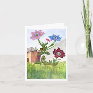 INVITATION Peinture aquarelle d'herbe et de fleurs