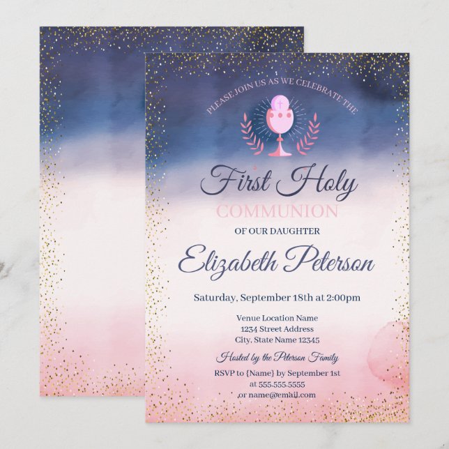 Invitation Peinture Aquarelle Fraîche Éclaboussure Première C (Devant / Derrière)