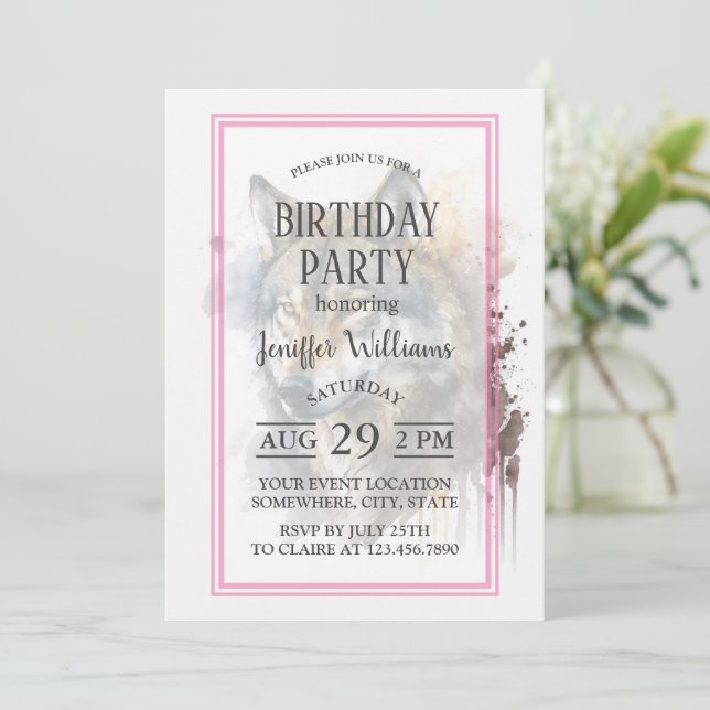 Invitation Peinture aquarelle Wolf (Debout devant)